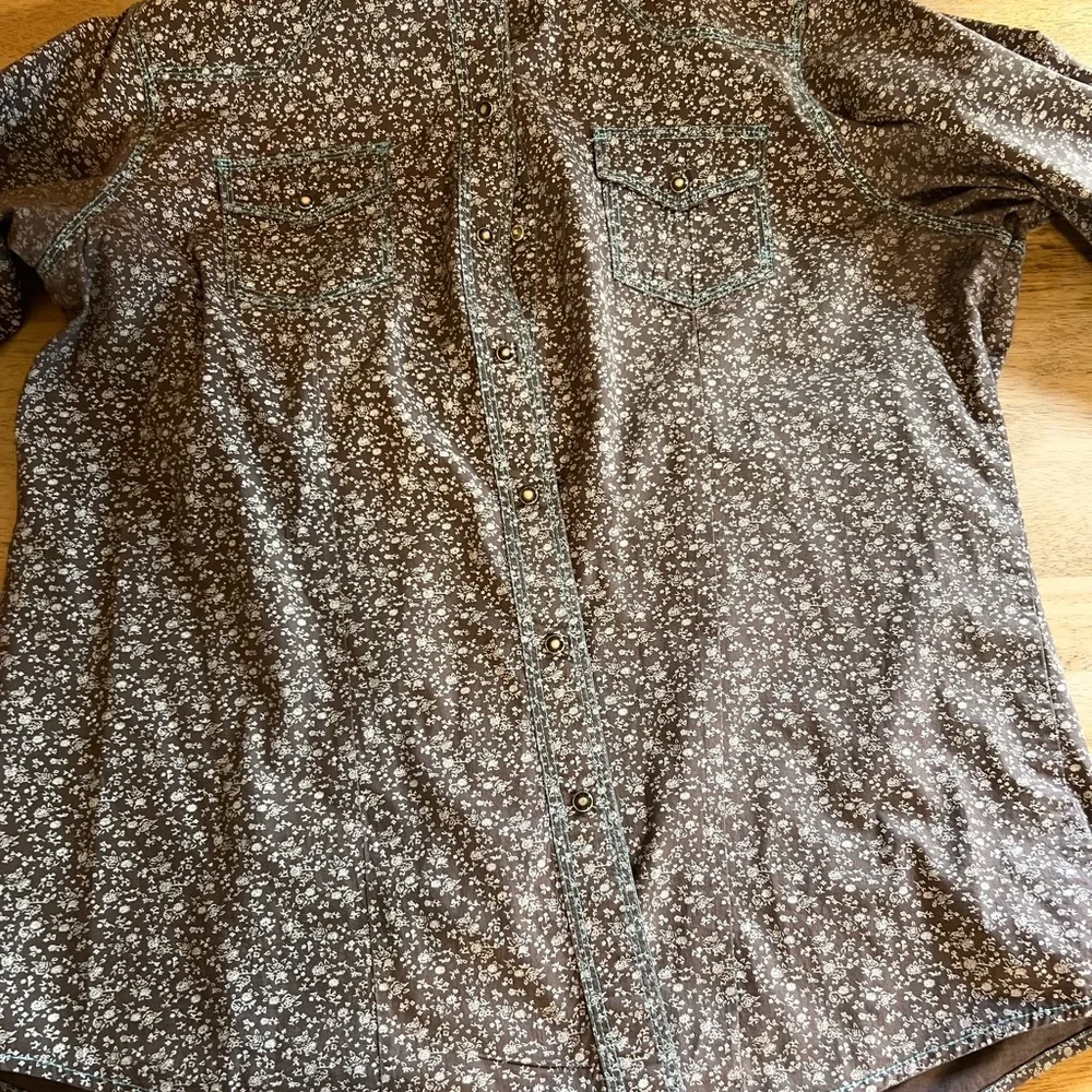 Wired Heart Womens Sz Extra Large Western Pearl Snap Ranch Wear Blouse Shirt Top - Picture 3 of 4